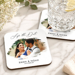 Posavasos Foto de Boda Personalizada para Anuncio de Fecha d