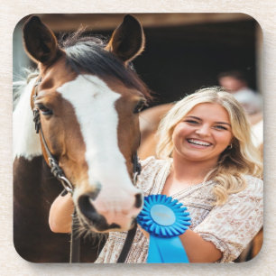 Posavasos Foto de caballo de exposición de ganado personaliz