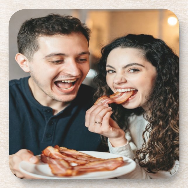 Posavasos Foto de comer tocino personalizar (Frente)