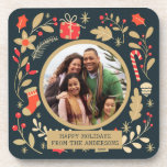 Posavasos Foto de la familia botánica de Navidad vintage<br><div class="desc">Foto de la familia botánica de Navidad vintage</div>
