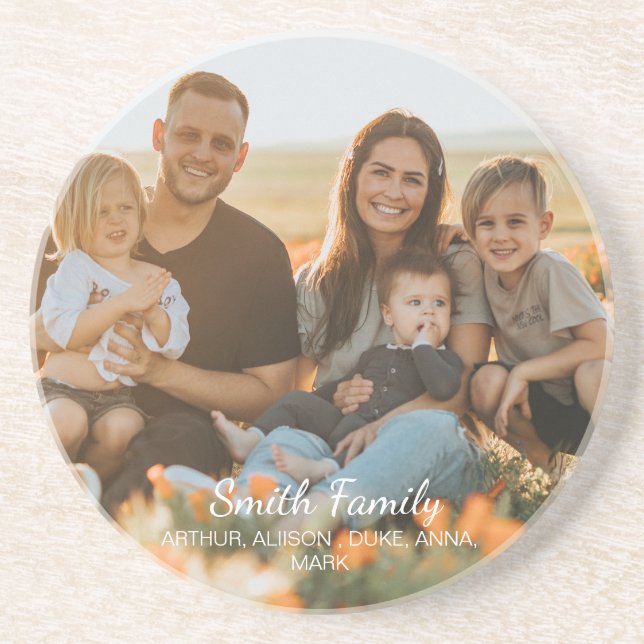 Posavasos Foto de la familia de personalizados con nombres p (Frente)