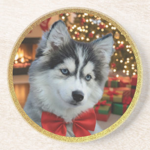 Posavasos Foto de mascota personalizada "Amor" con brillo do