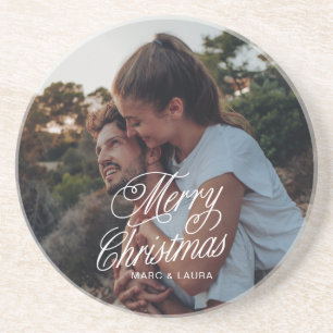 Posavasos Foto de pareja de Navidad minimalista moderna eleg