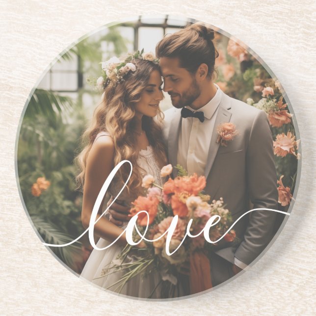 Posavasos Foto de pareja personalizada 'Amor' (Frente)
