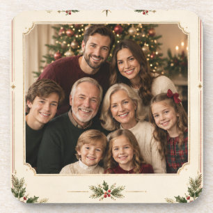 Posavasos Foto elegante de Navidad con estilo de marco retro