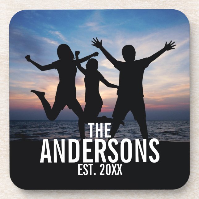 Posavasos Foto familiar personalizada con nombre familiar (Frente)