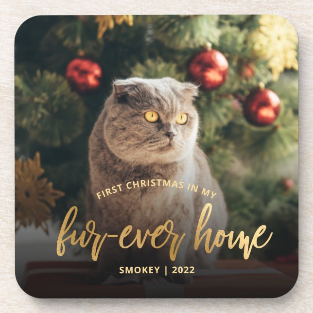 Posavasos Foto mascota First Christmas For ever Home Gold Sc (Frente)