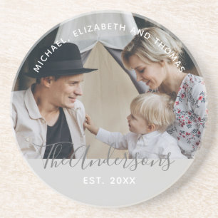 Posavasos Foto personalizada con apellido y año de fundación