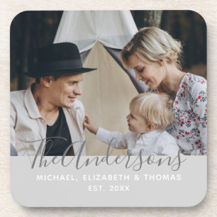 Posavasos Foto personalizada con apellido y año de fundación