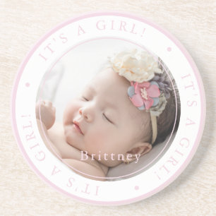Posavasos Foto personalizada nacimiento niña ocasión simple