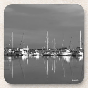 Posavasos fotografía blanco y negro, barcos