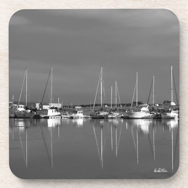 Posavasos fotografía blanco y negro, barcos (Frente)