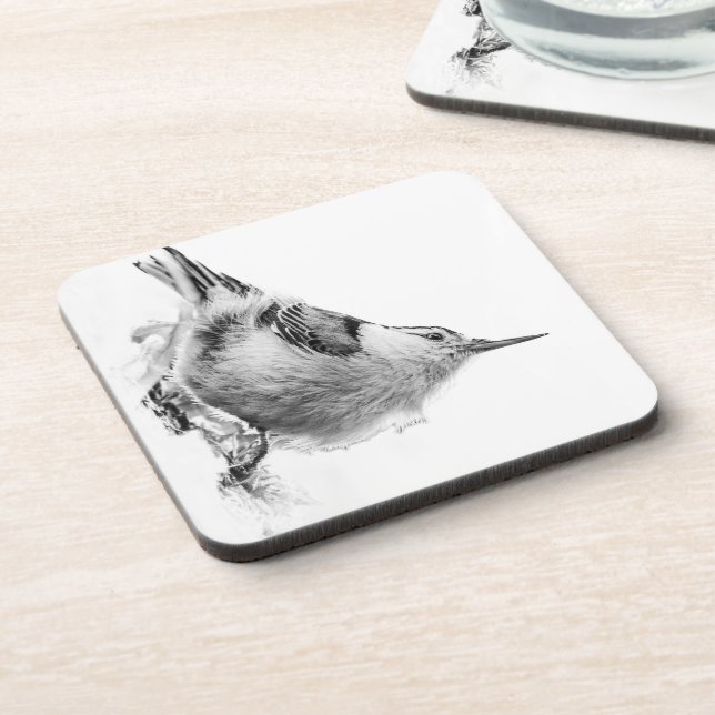 Posavasos Fotografía de aves blancas nuthatch (Lado Izquierdo)