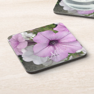 Posavasos Fotografía de Monograma Morado Floral