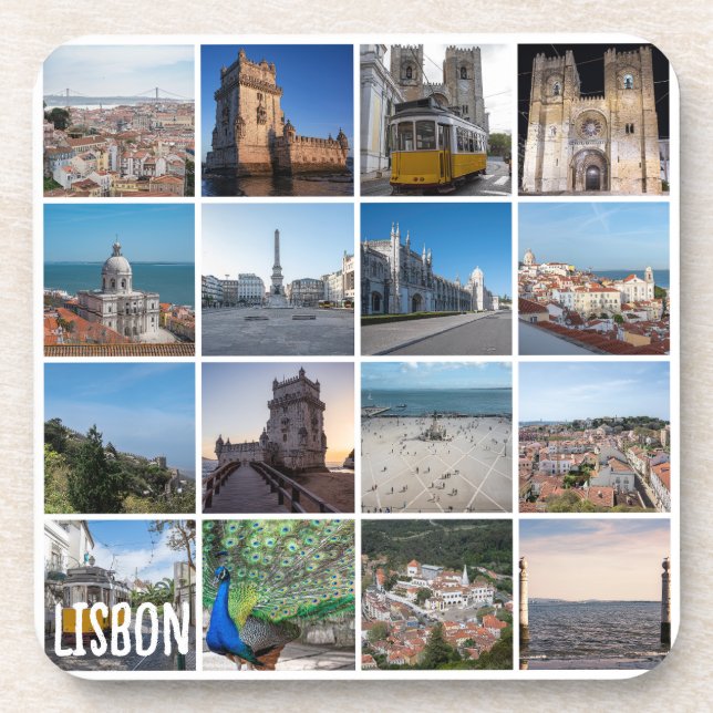 Posavasos Fotos de Lisboa mosaico, Portugal (Frente)