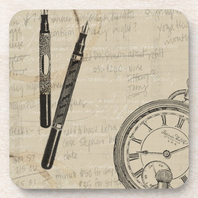 Posavasos Fountain Pens and Watchface con notas (Frente)