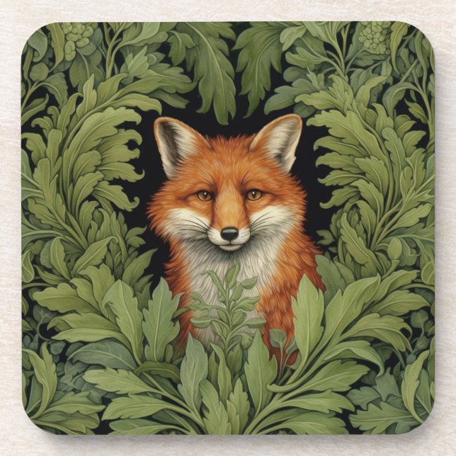 Posavasos Fox de Art Nouveau en el bosque (Frente)