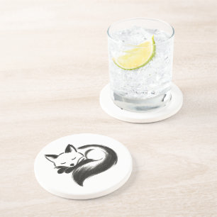 Posavasos Fox durmiente - Diseño animal de charla Minimalist