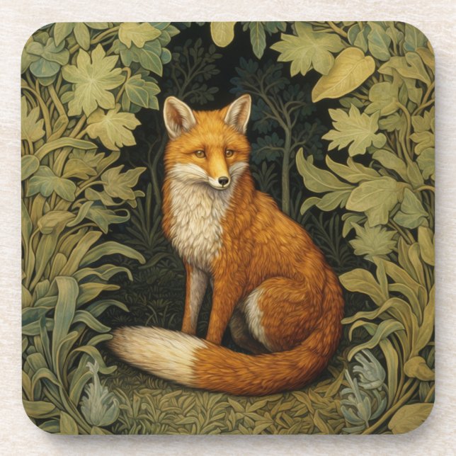 Posavasos Fox en el bosque, estilo Art Nouveau (Frente)