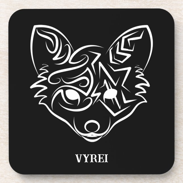 Posavasos Fox tribal negra y blanca (Frente)