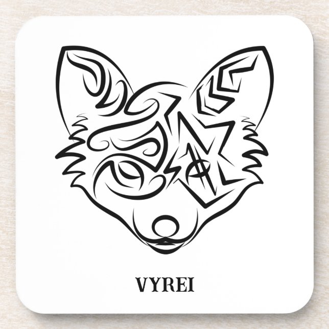 Posavasos Fox tribal negra y blanca (Frente)