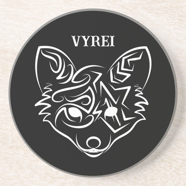 Posavasos Fox tribal negra y blanca (Frente)