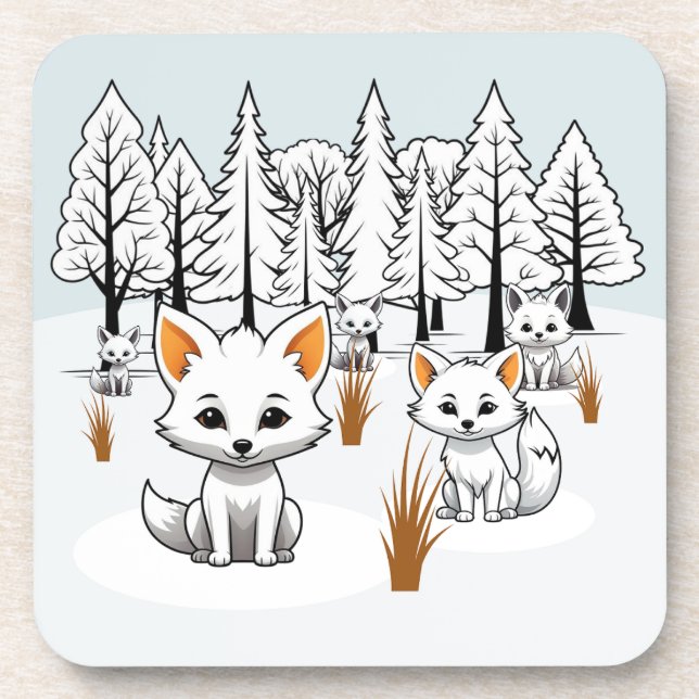Posavasos Foxes Árticos - Paisaje invernal (Frente)
