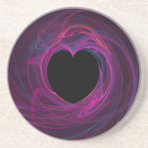 Posavasos Fractal Heart Series-3--pnk Swirl Coaster