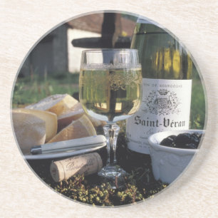 Posavasos Francia, Borgoña, Chablis. Vino local y