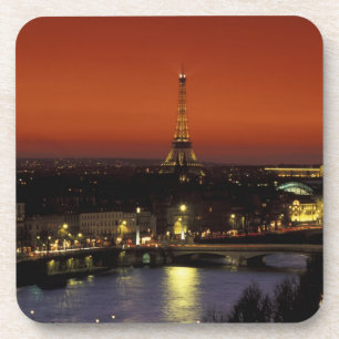 Posavasos Francia, Paris Sunset view of Eiffel Tower y