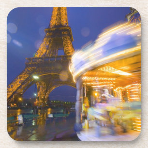 Posavasos Francia, París. Torre Eiffel en antiniebla ilumin