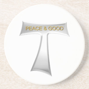Posavasos Franciscan Tau Cross Peace y Good Silver & Gold