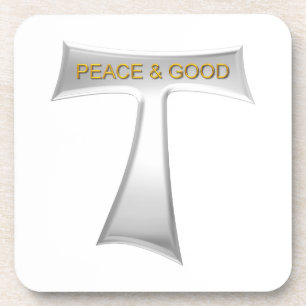Posavasos Franciscan Tau Cross Peace y Good Silver & Gold