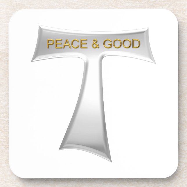 Posavasos Franciscan Tau Cross Peace y Good Silver & Gold (Frente)