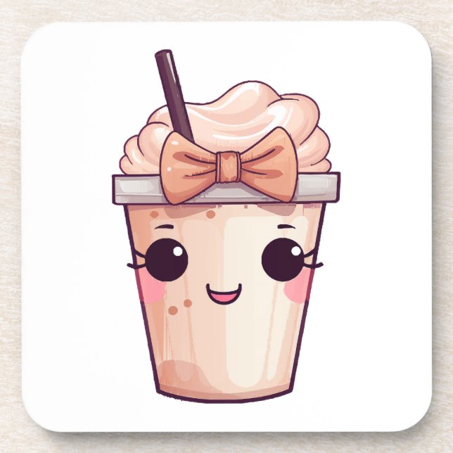 Posavasos Frappe sonriente Kawaii (Frente)