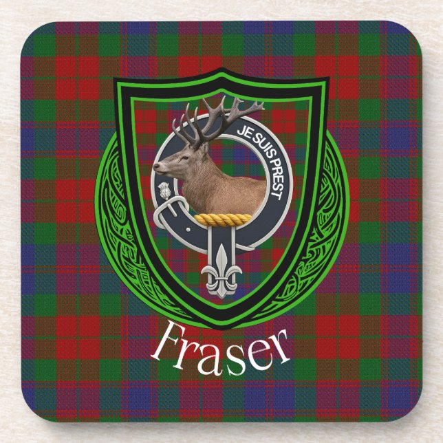Posavasos Fraser Scottish Clan Tartan & Crest (Frente)