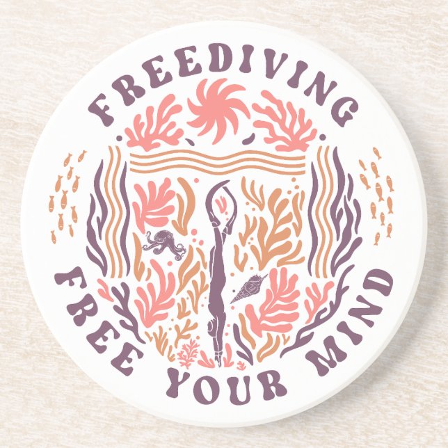 Posavasos Freediving Free Your Mind Ocean Meditation Diver (Frente)