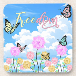 Posavasos Freedom Floral Butterfly Design