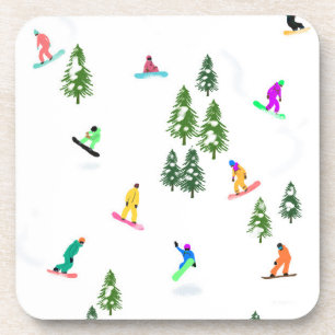 Posavasos Freeride Snowboarder Ilustracion Snowboarding