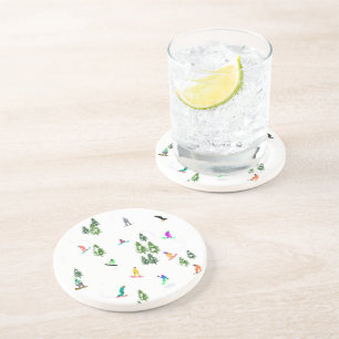 Posavasos Freeride Snowboarder Ilustracion Snowboarding