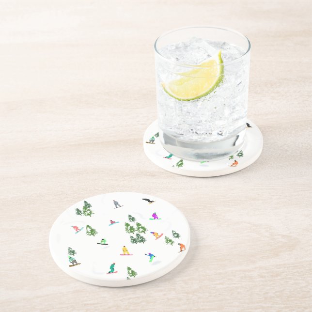 Posavasos Freeride Snowboarder Ilustracion Snowboarding (Lado)