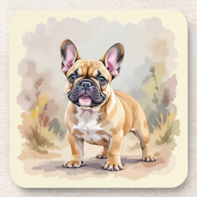Posavasos French Bulldog Tan Fawn-Colored Cute Frenchie Dog (Frente)