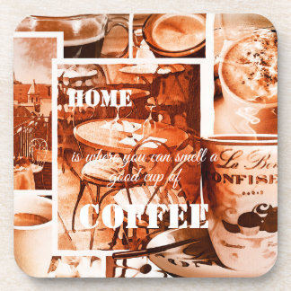 Posavasos French Vintage Watercolor Coffee Collage Coaster