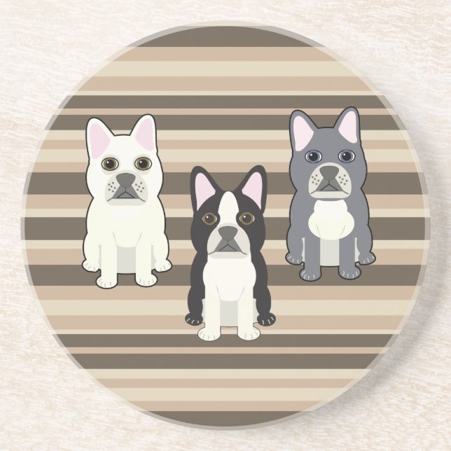 Posavasos Frenchies Neutral Striped (Frente)