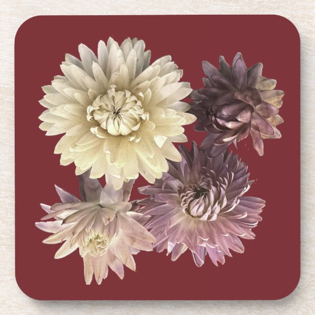 Posavasos fresa rosa suave de bonito sobre conjunto rojo osc (Frente)