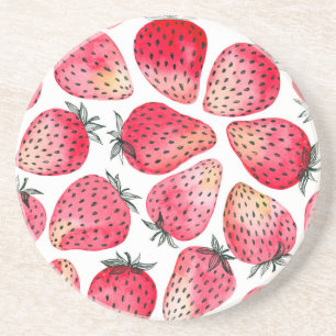 Posavasos Fresas acuarela y tinta