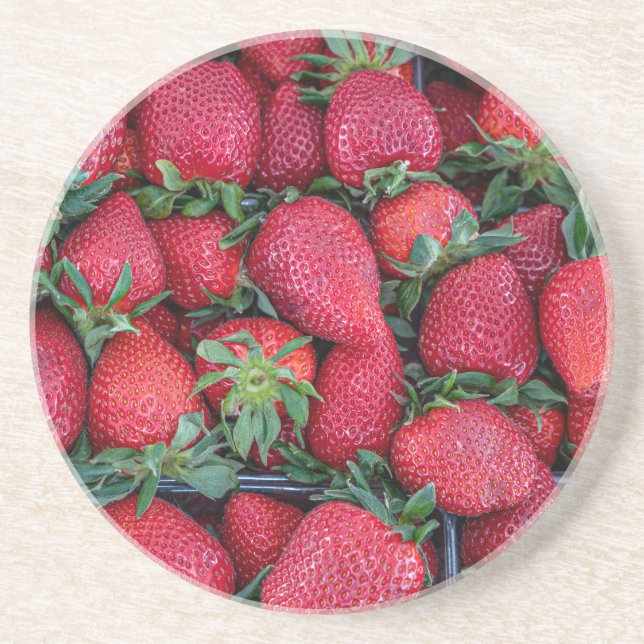 Posavasos Fresas con hojas verdes (Frente)
