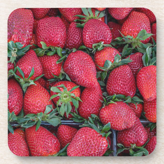 Posavasos Fresas con hojas verdes (Frente)