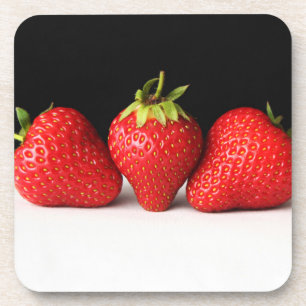 Posavasos Fresas en negro sobre el casta blanco
