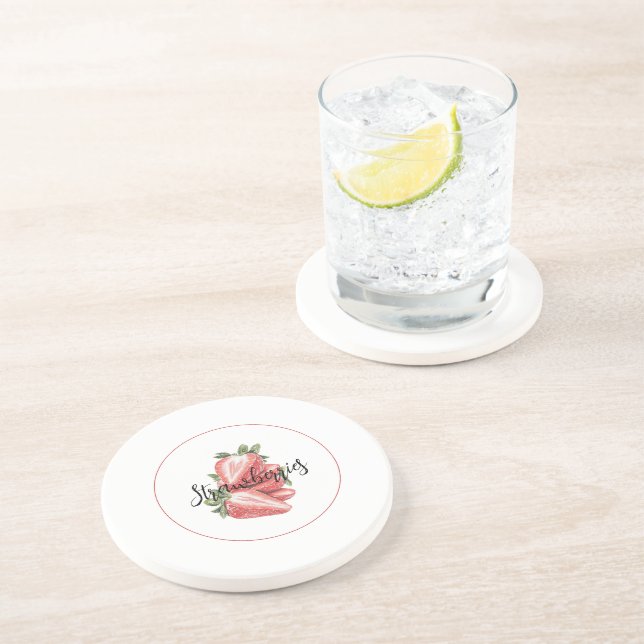 Posavasos Fresas Rojas Blancas Fruta   (Lado)